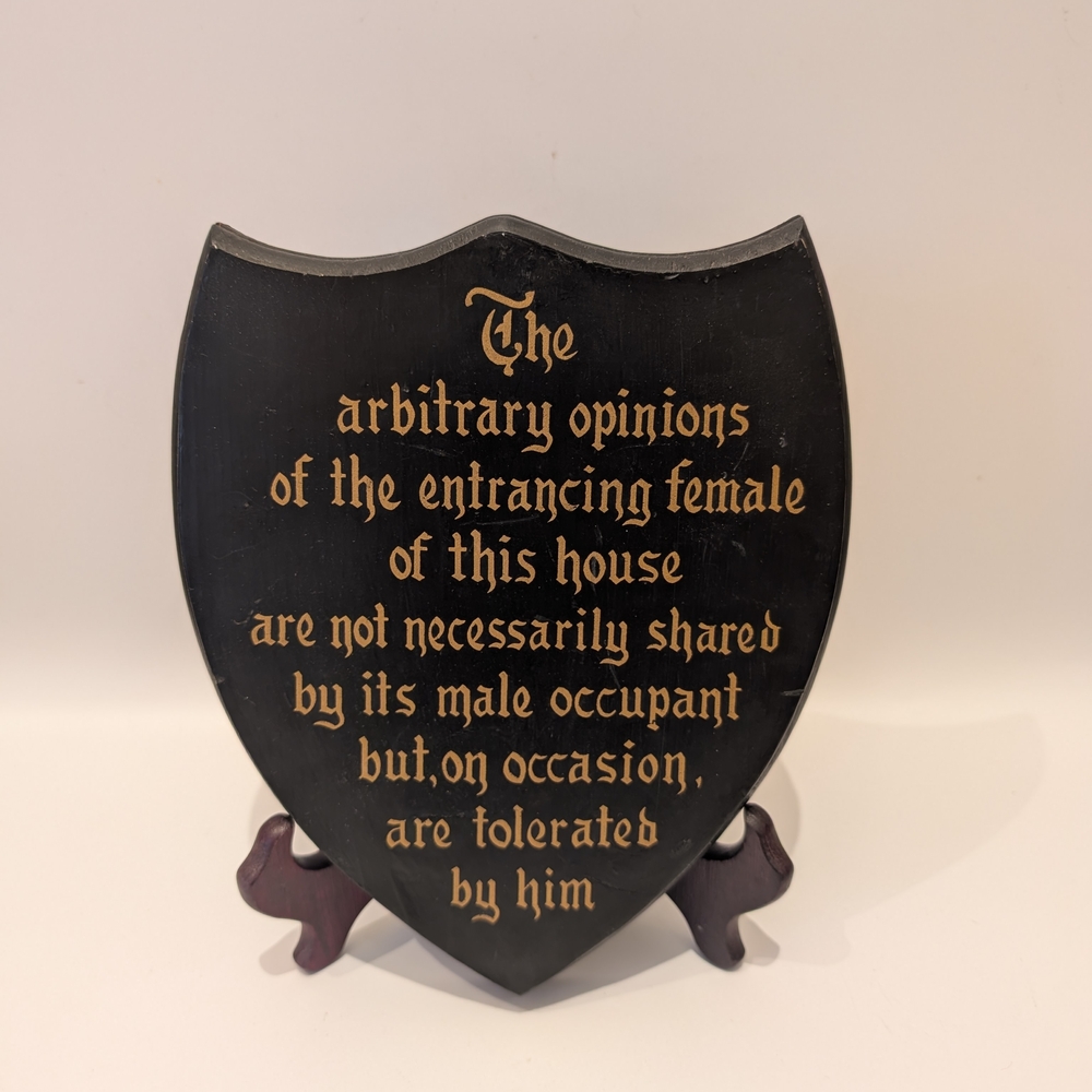 Vintage 70s Retro Humorous Man Cave Decor - Black & Gold Wood Decorative Plaque